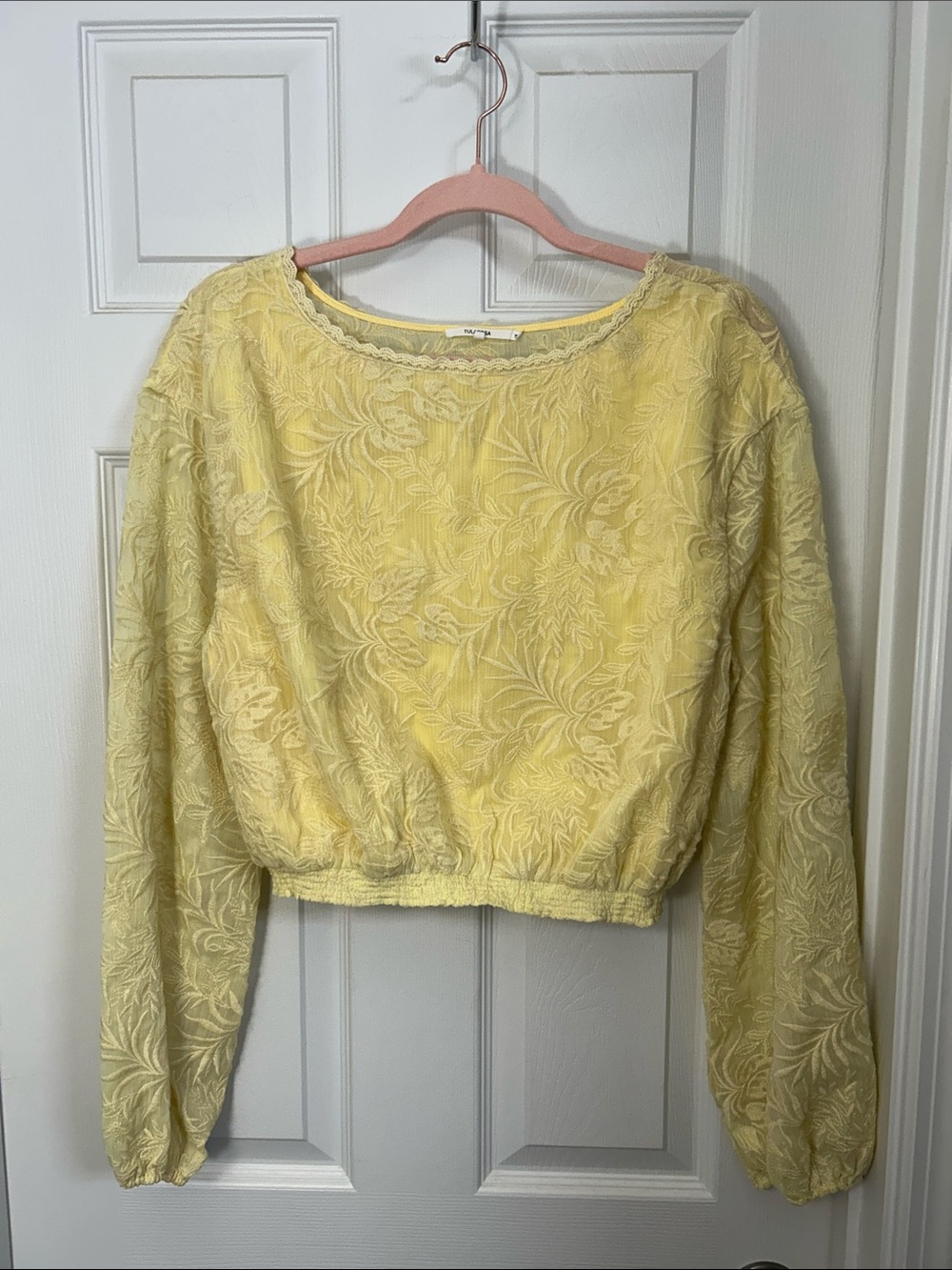 Tularosa Tilly Top in Lemon Drop Embroidered Crop Top size Small